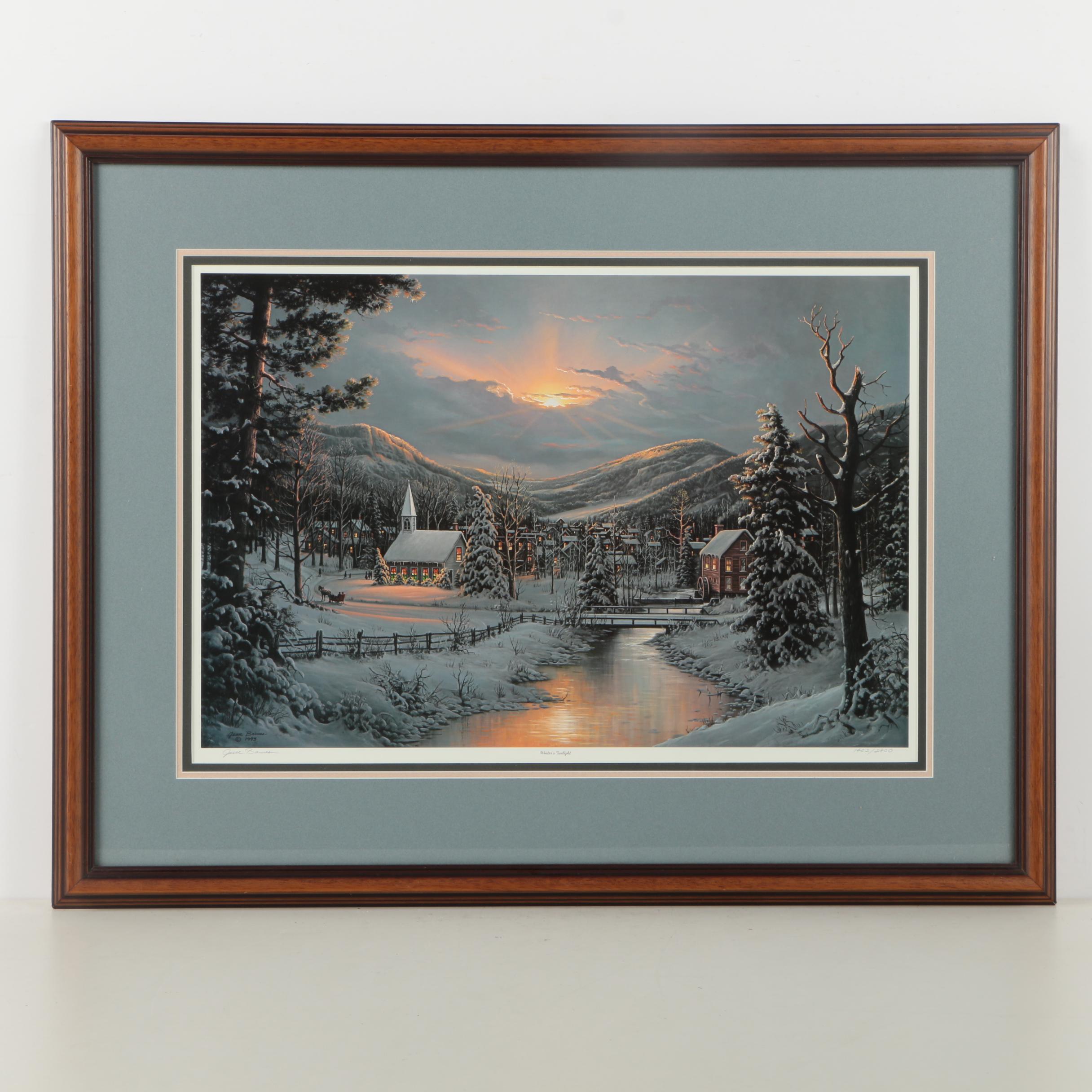 Jesse Barnes Limited Edition Offset Lithograph Winter S Twilight