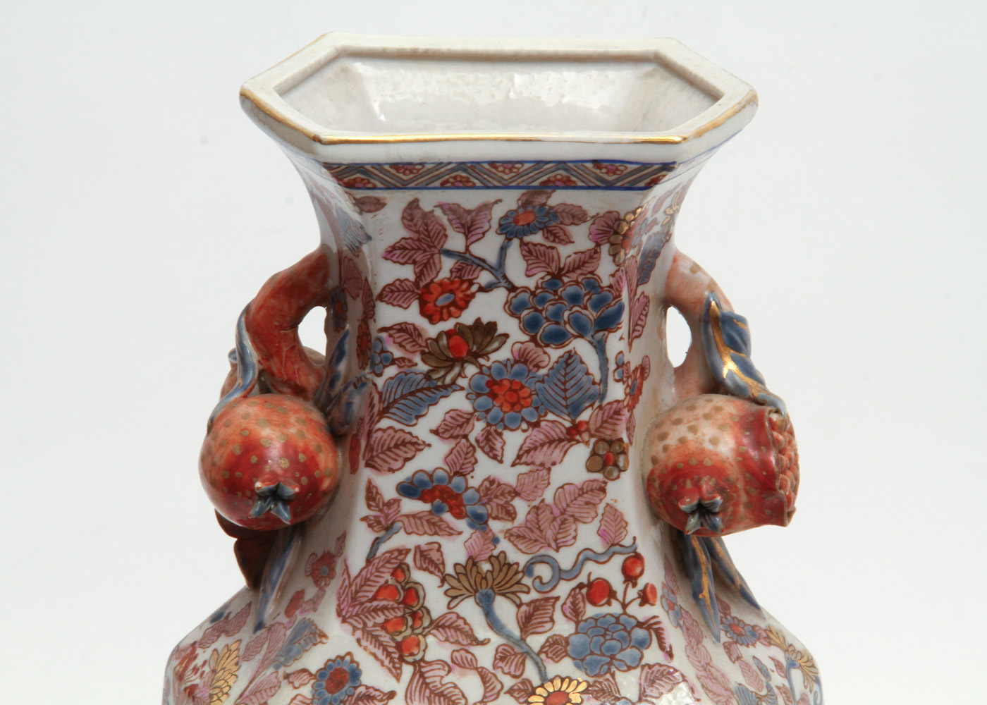 Chinese Porcelain Vase with Figural Pomegranate Handles EBTH