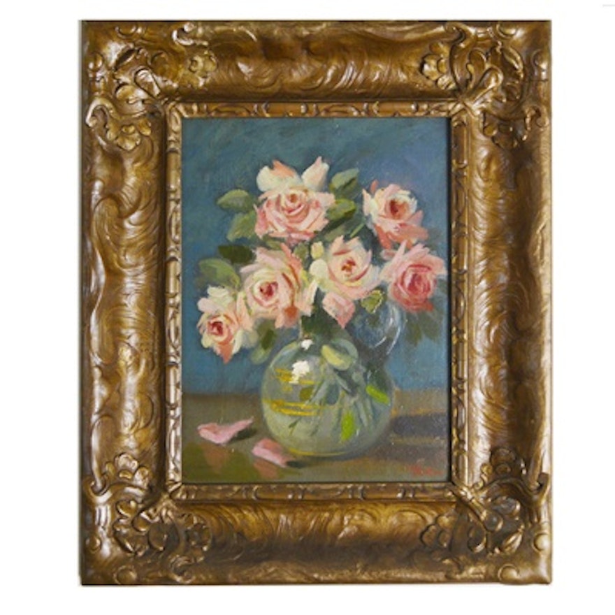 Martin Rettig Original Oil Painting of Floral Still Life