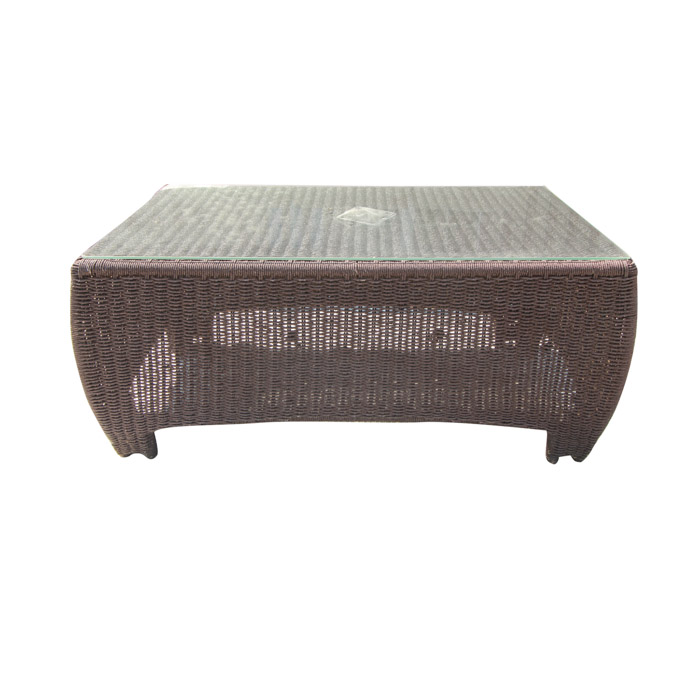 GlassTopped Wicker Patio Coffee Table EBTH