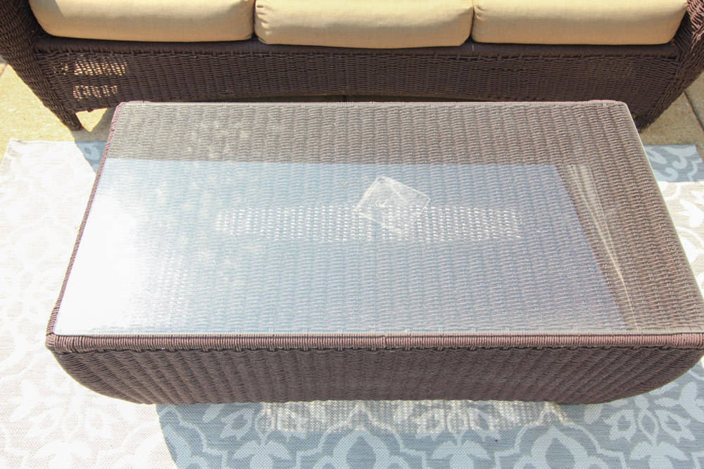 GlassTopped Wicker Patio Coffee Table EBTH