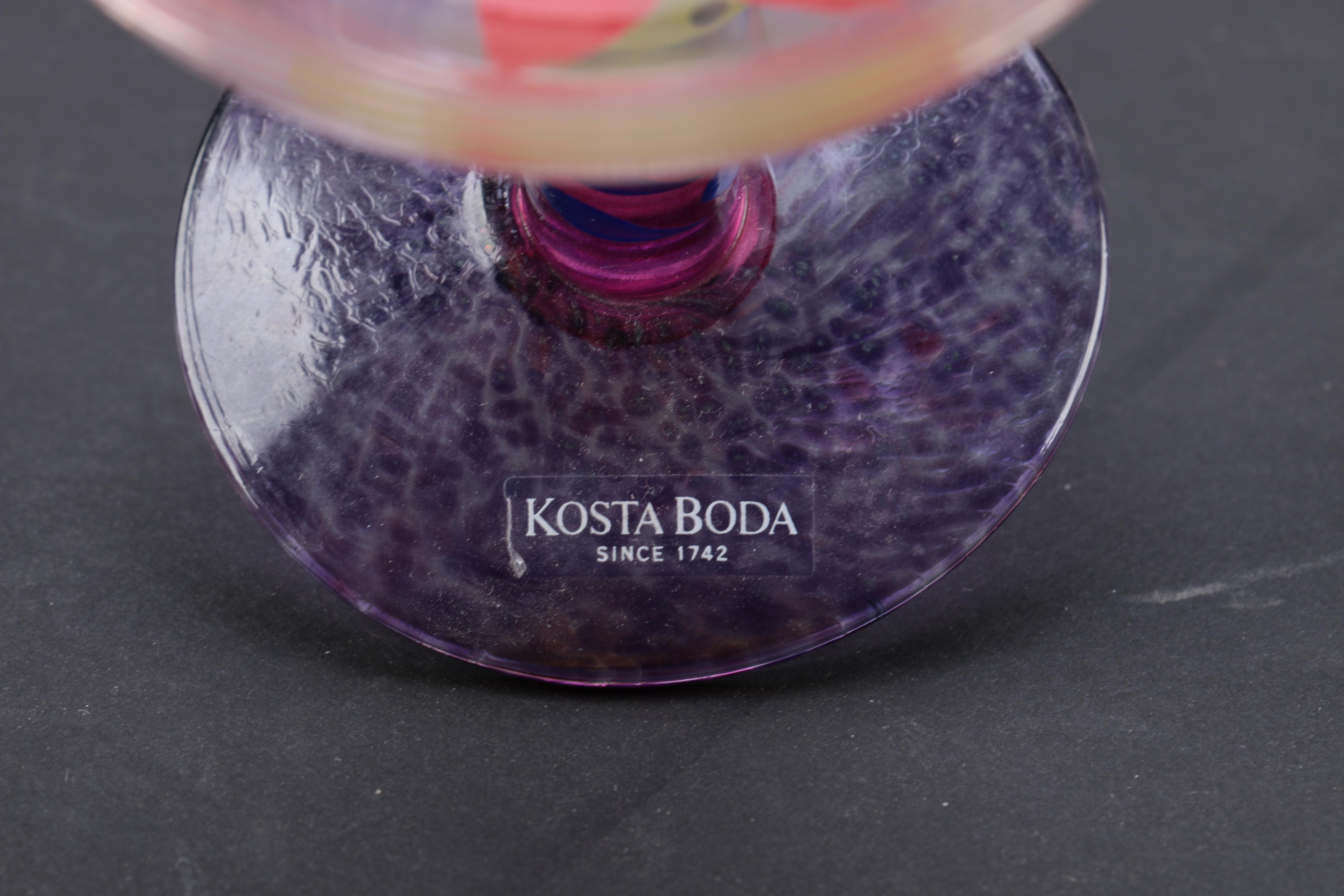 Kosta Boda "Palm Tree" Goblets and Orrefors "Clown" Champagne Flutes EBTH