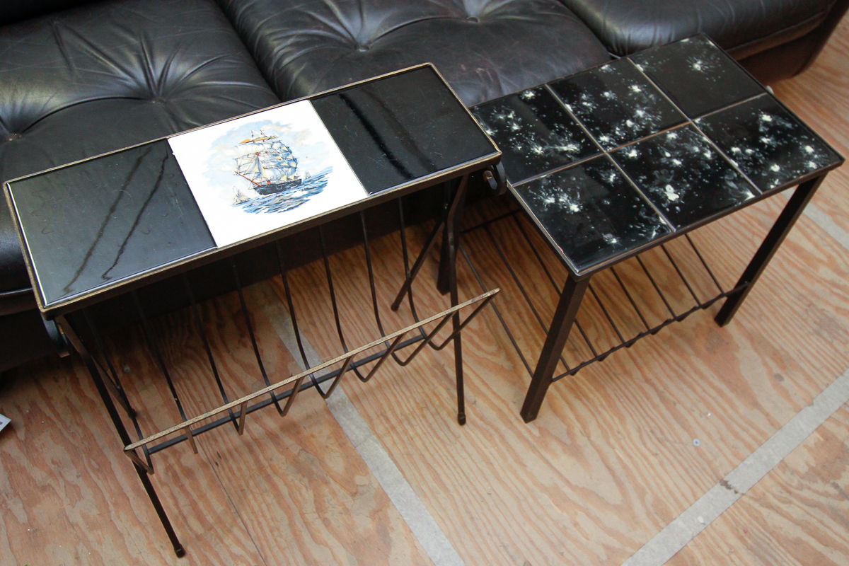 Mid Century Modern Metal Accent Table and Magazine Rack EBTH
