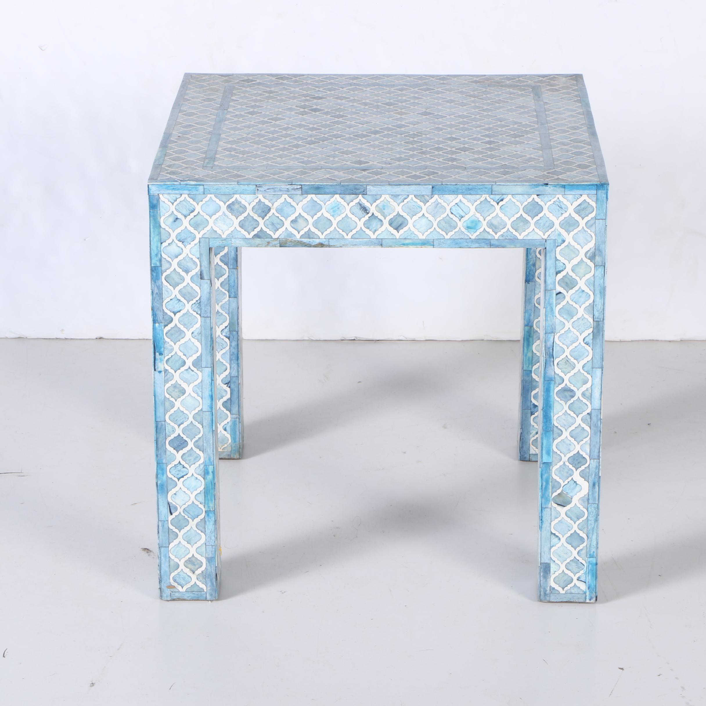 Moroccan Style Dyed Camel Bone Inlay Side Table | EBTH