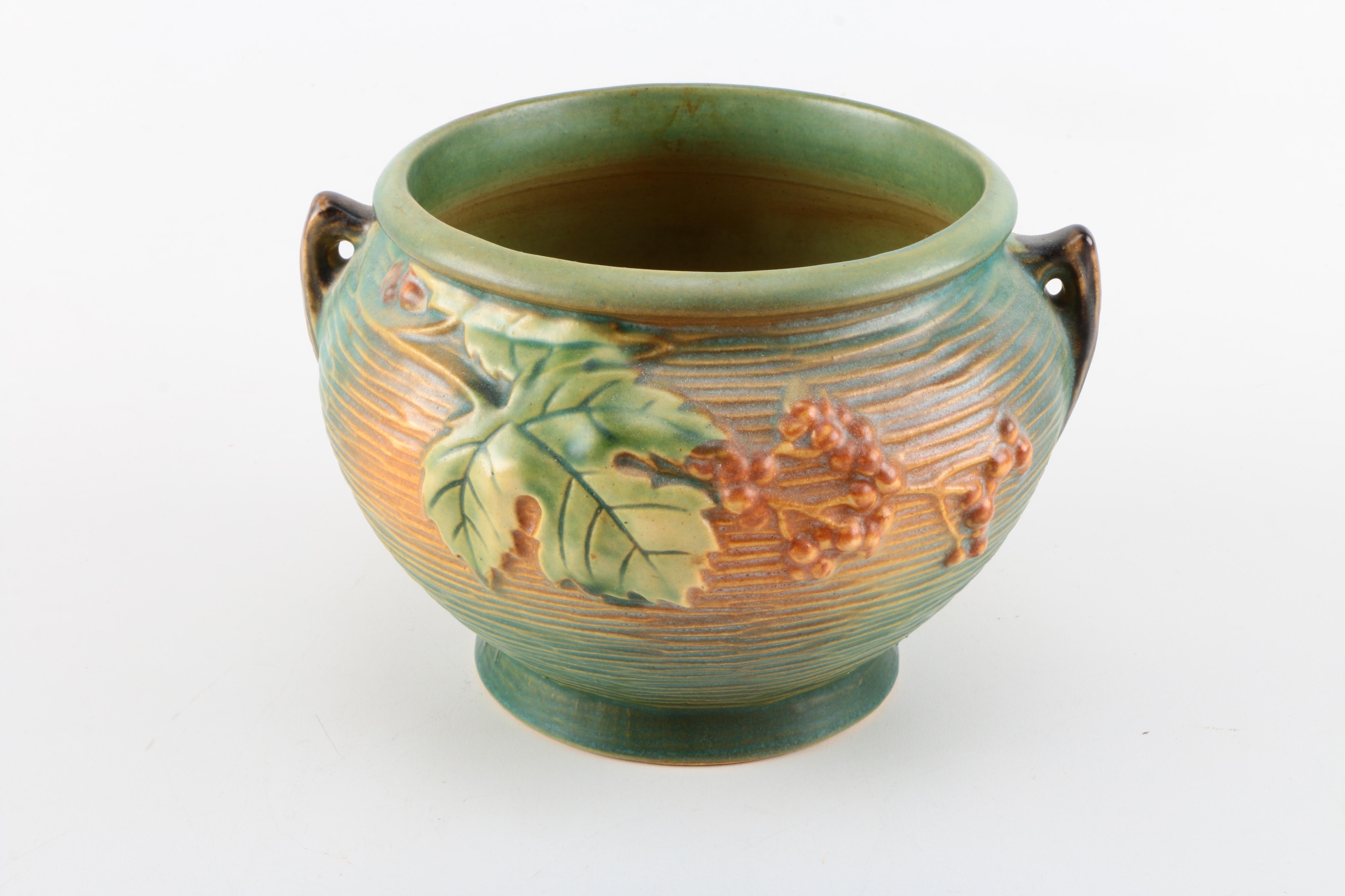 Roseville Pottery "Bushberry" Green Jardiniere EBTH