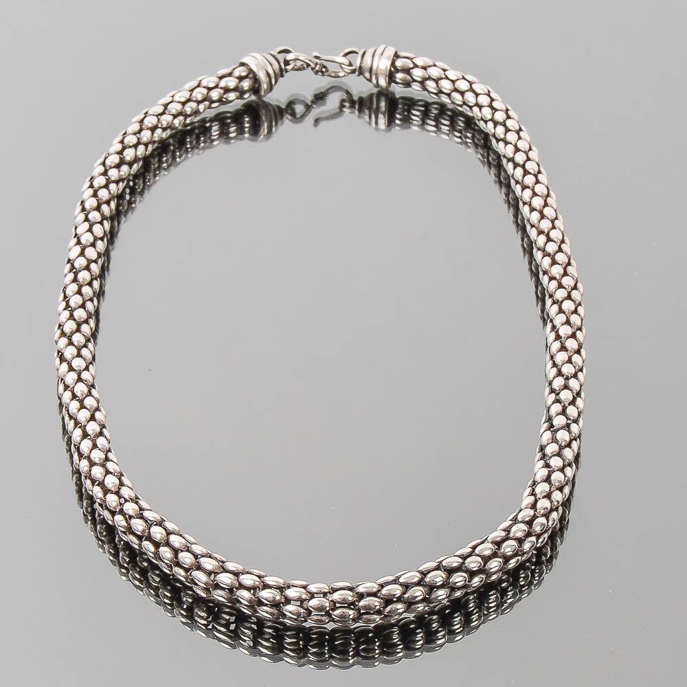 Sterling Silver Popcorn Chain Necklace EBTH