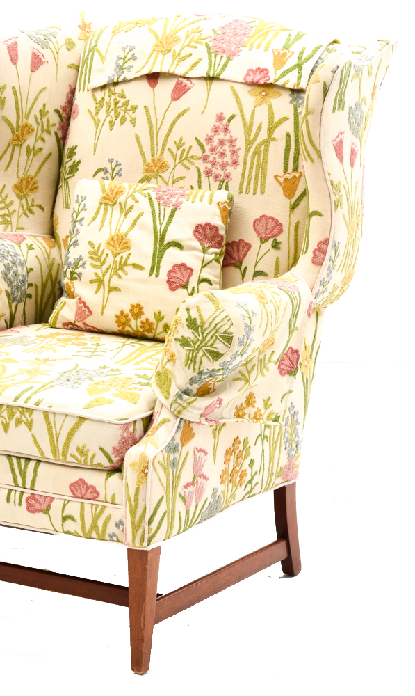 Pair of Embroidered Floral Armchairs EBTH