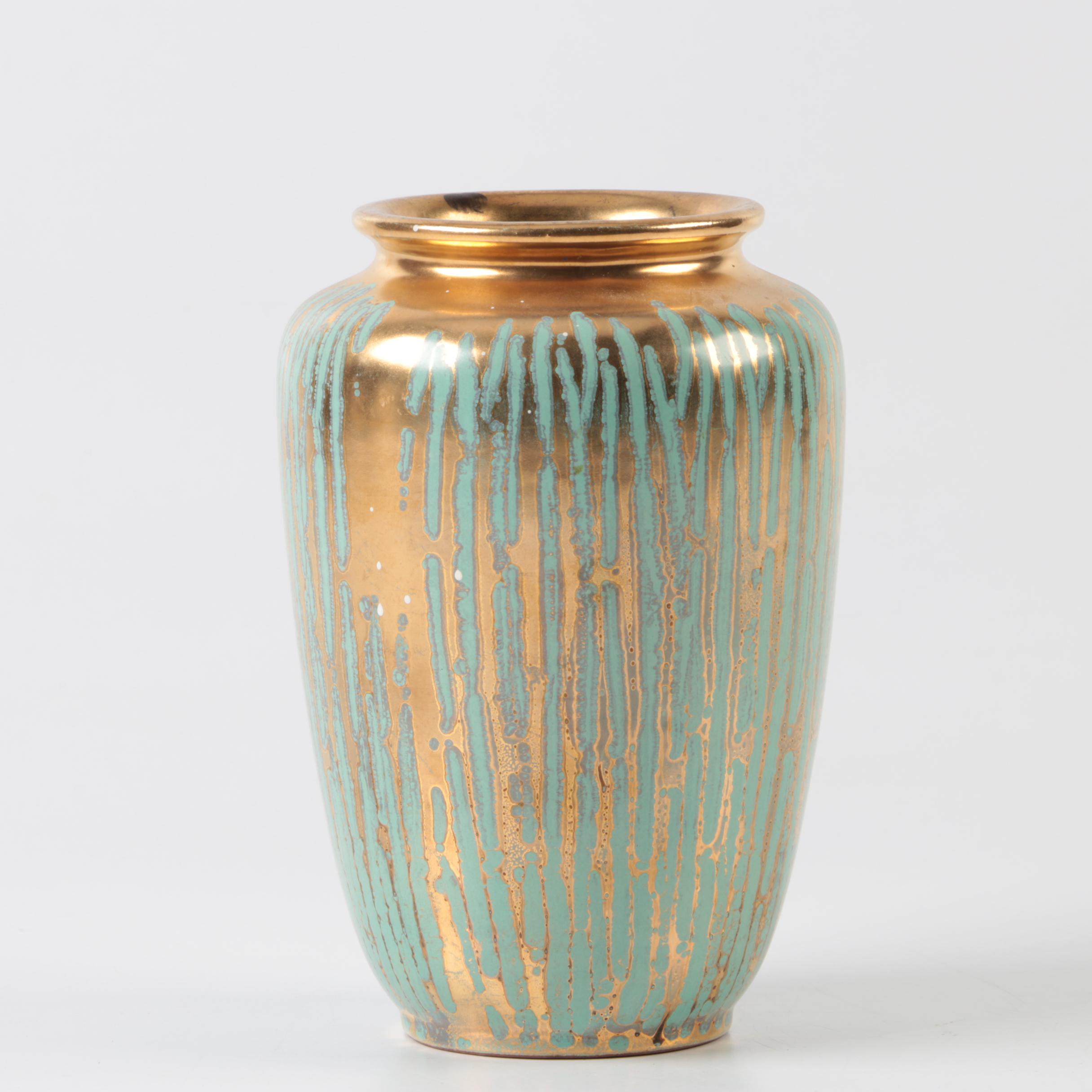 Ceramic Gold Matte Vase EBTH