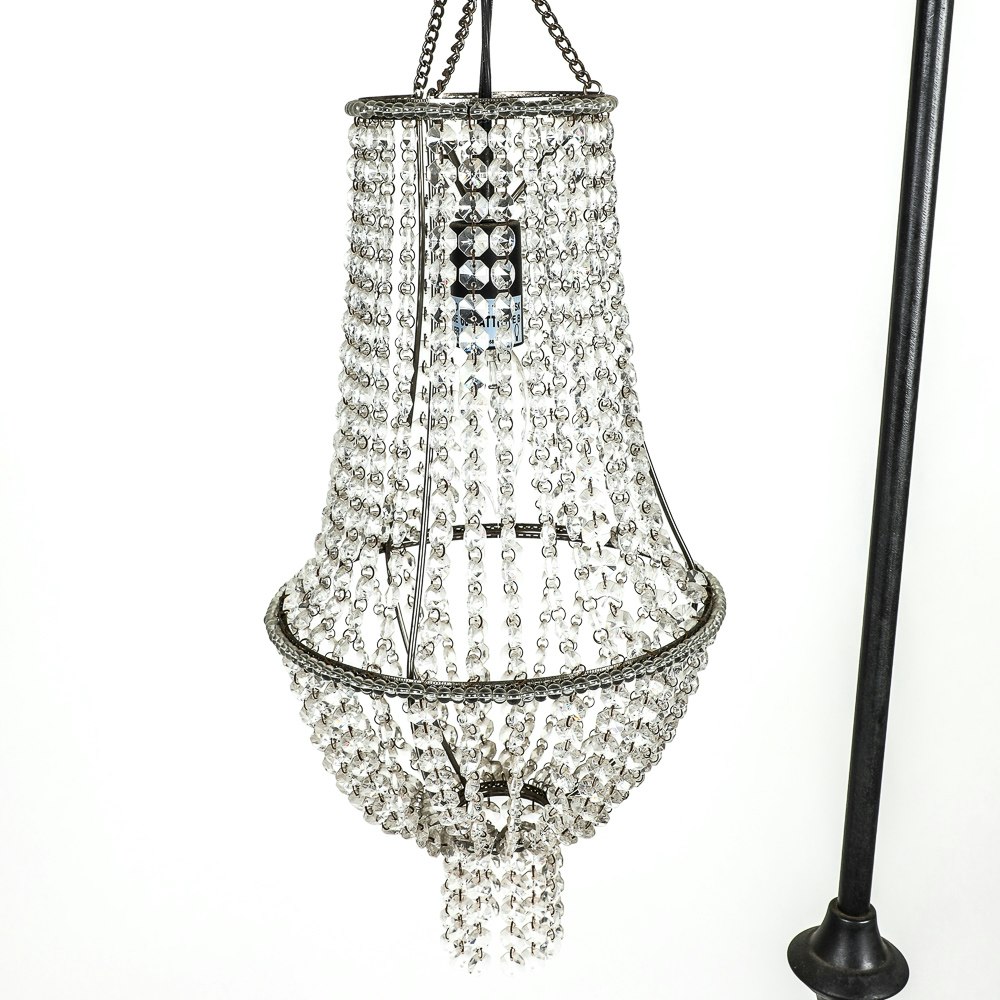 Vintage Floor Lamp with Hanging Crystal Chandelier | EBTH