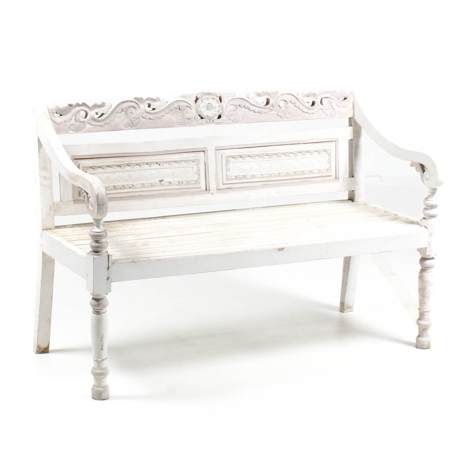Shabby Cottage Style Wood Bench | EBTH