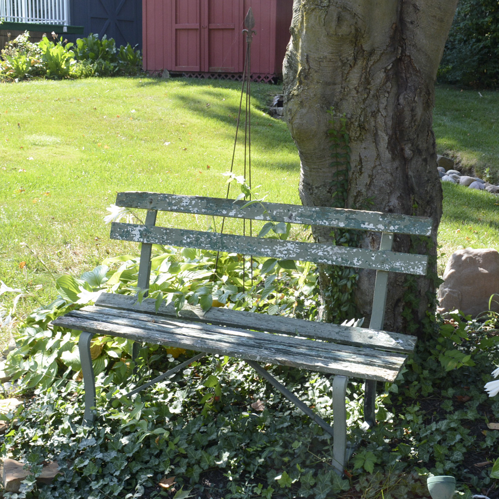 Outdoor Wood Bench And Fleur De Lis Yard Decor Ebth