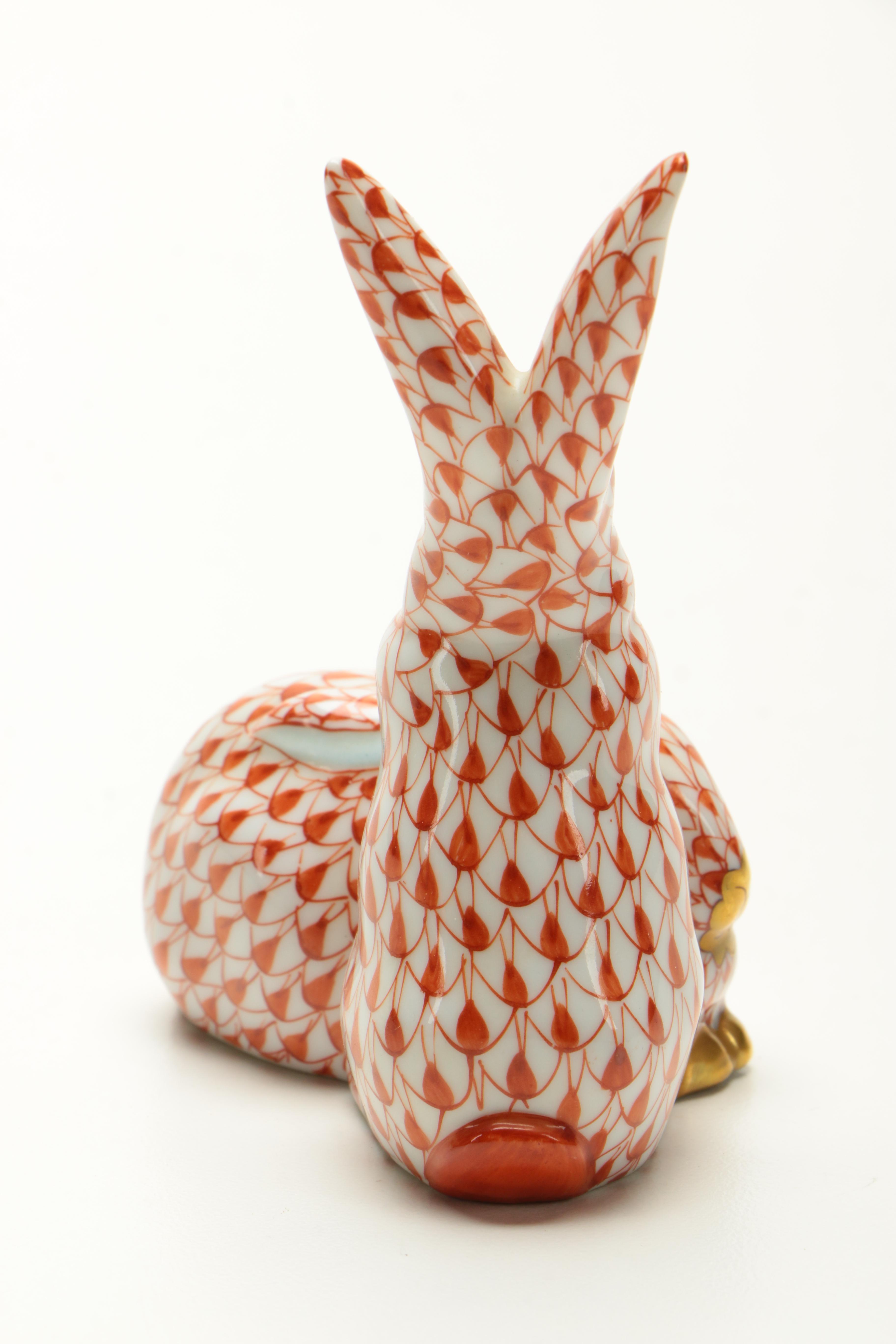 Herend Porcelain Rabbits Figurine EBTH