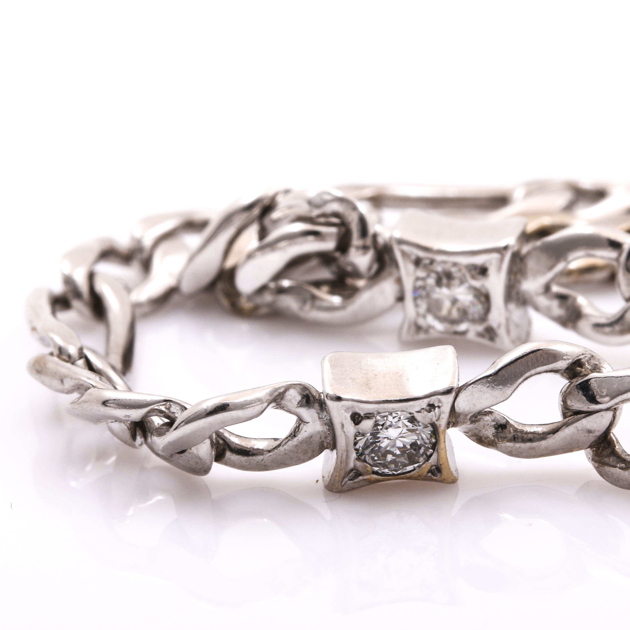 14K White Gold Diamond Anklet EBTH