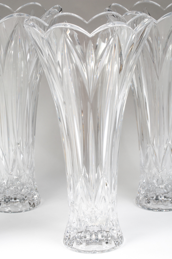 Four Large Lenox Crystal Flower Vases EBTH