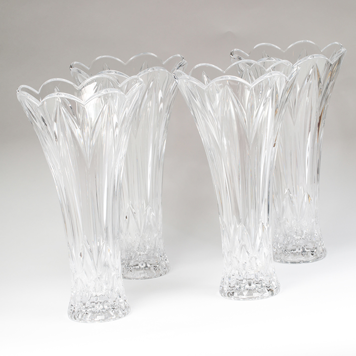 Four Large Lenox Crystal Flower Vases EBTH