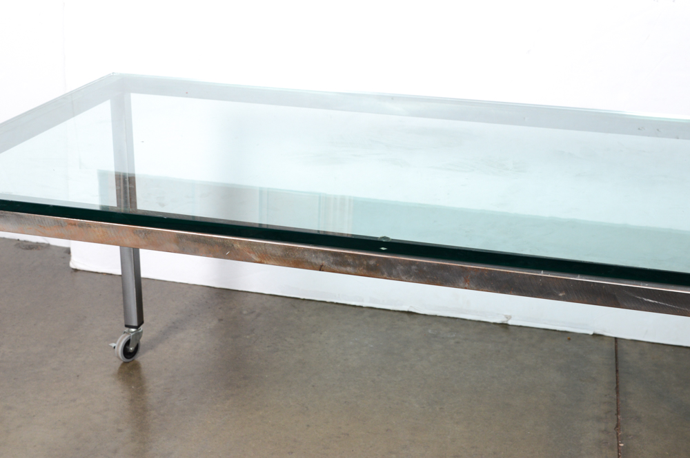 Steel Frame Glass Top Table EBTH