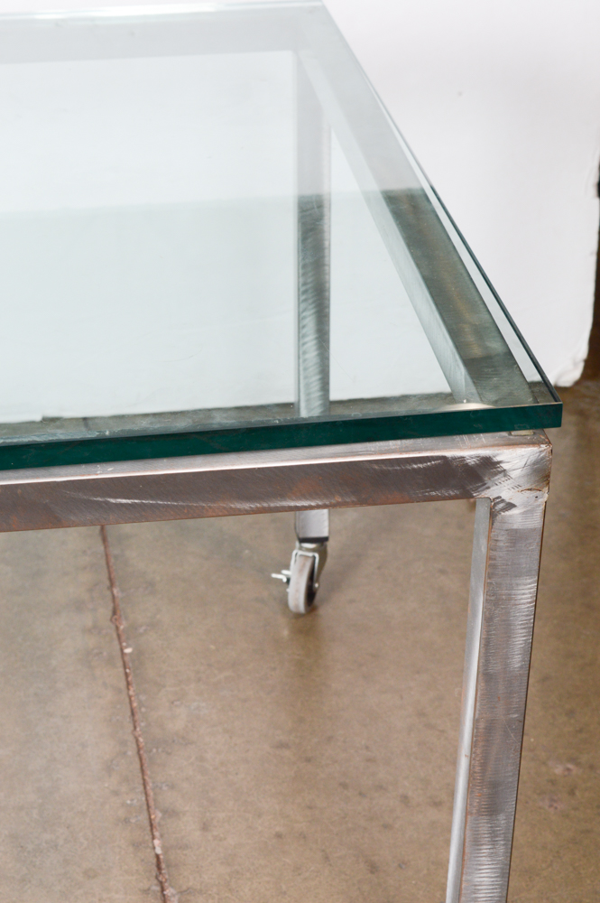 Steel Frame Glass Top Table EBTH