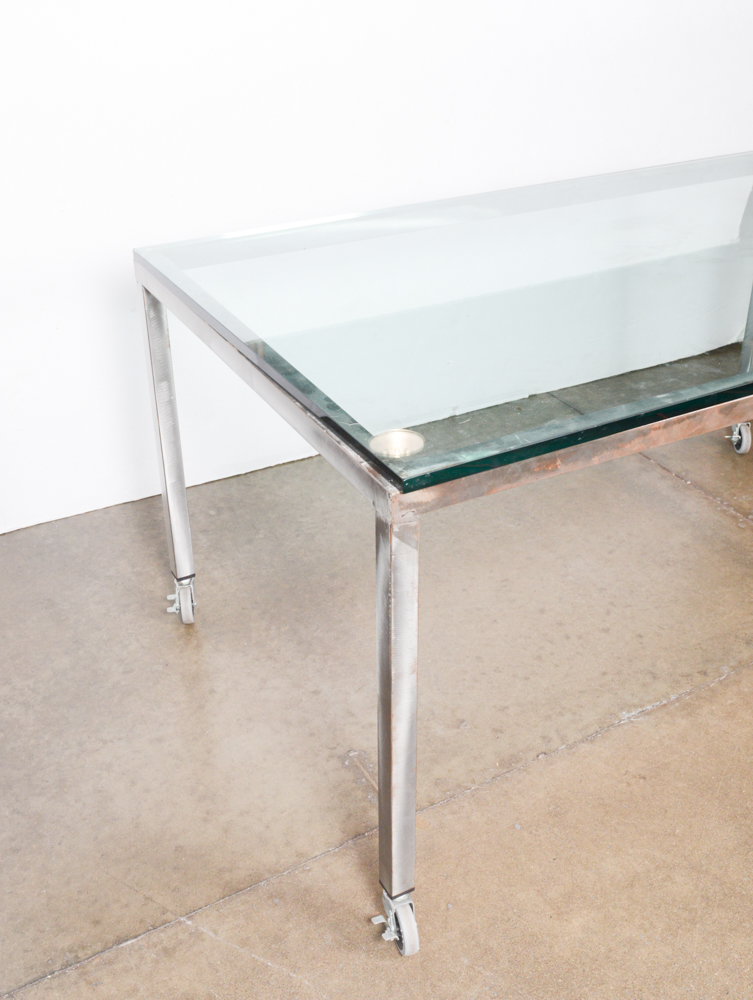 Steel Frame Glass Top Table EBTH