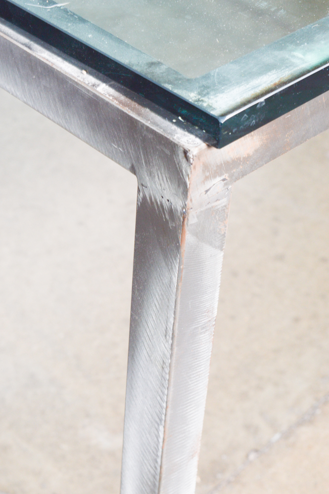 Steel Frame Glass Top Table EBTH