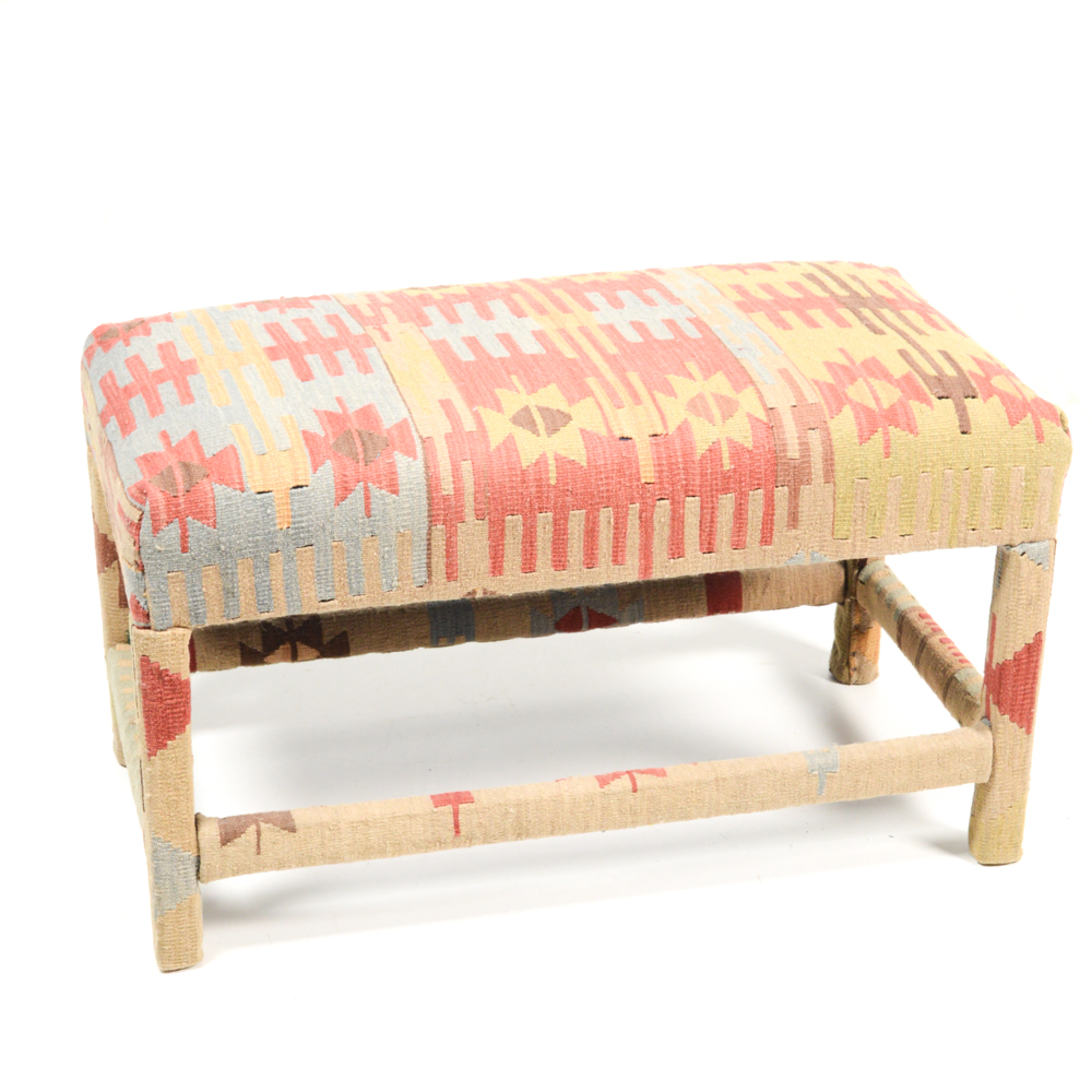 Decorative Kilim Upholstered Bench EBTH
