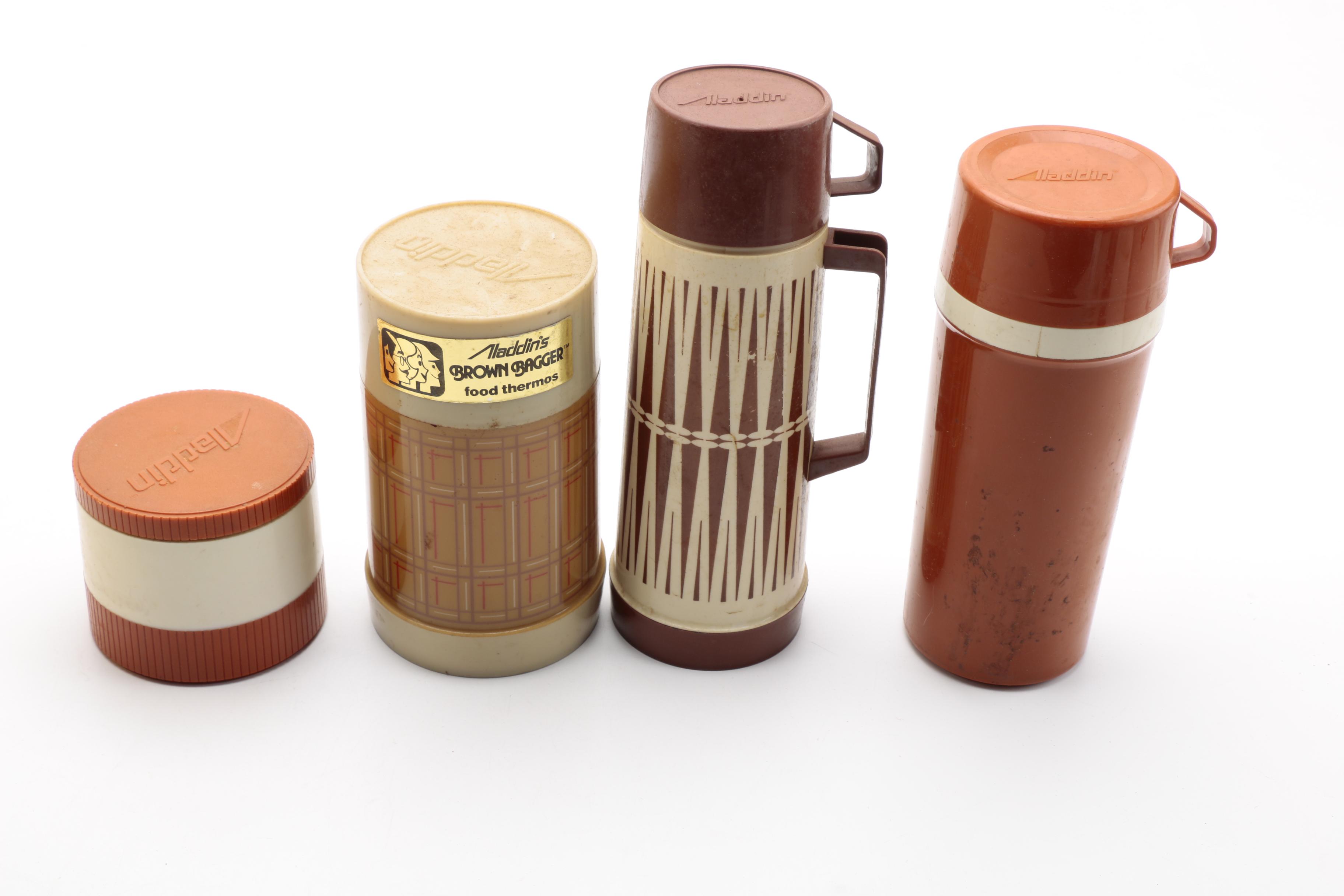 Vintage Metal Yellow Lunch Boxes and Aladdin Thermoses EBTH