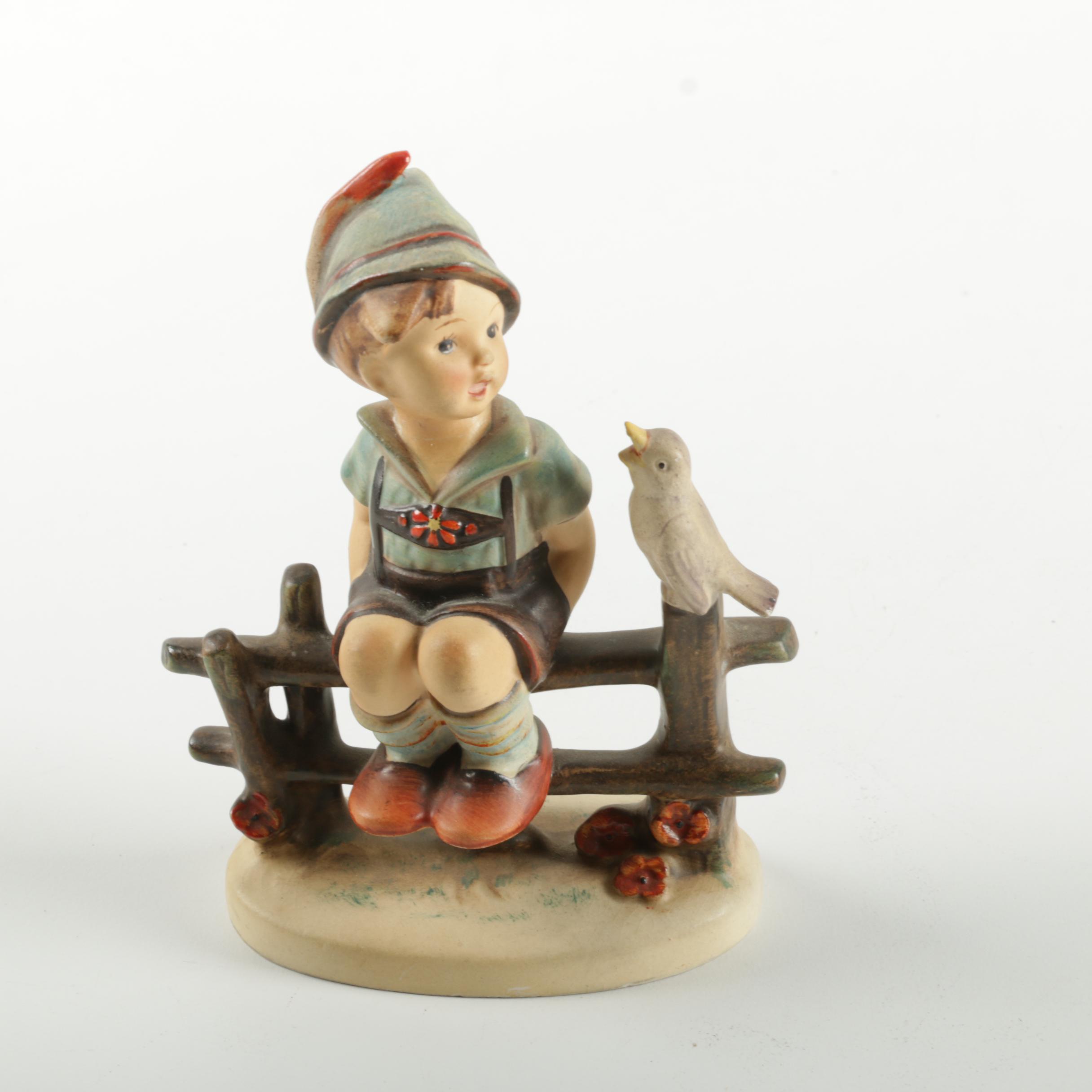 Hummel Boy Sitting On Fence Figurine | EBTH