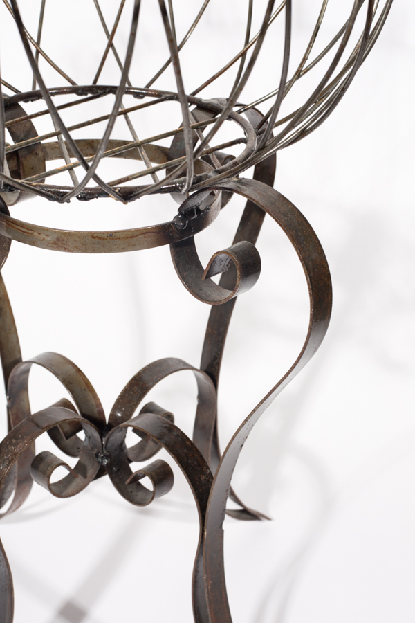 Wrought Iron Glass Top Patio Side Table EBTH