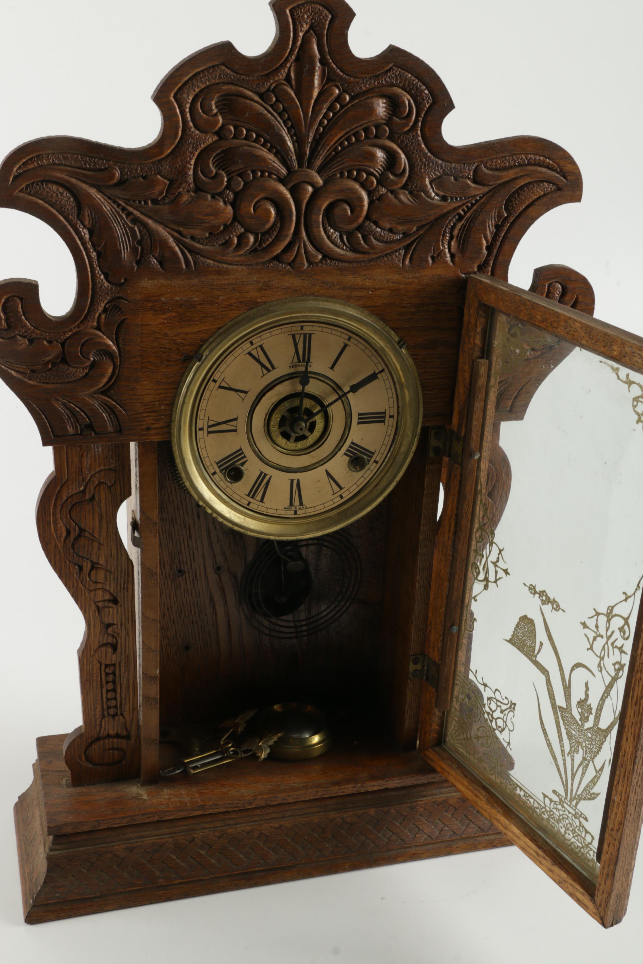 Sessions Carved Gingerbread Pendulum Mantel Clock EBTH