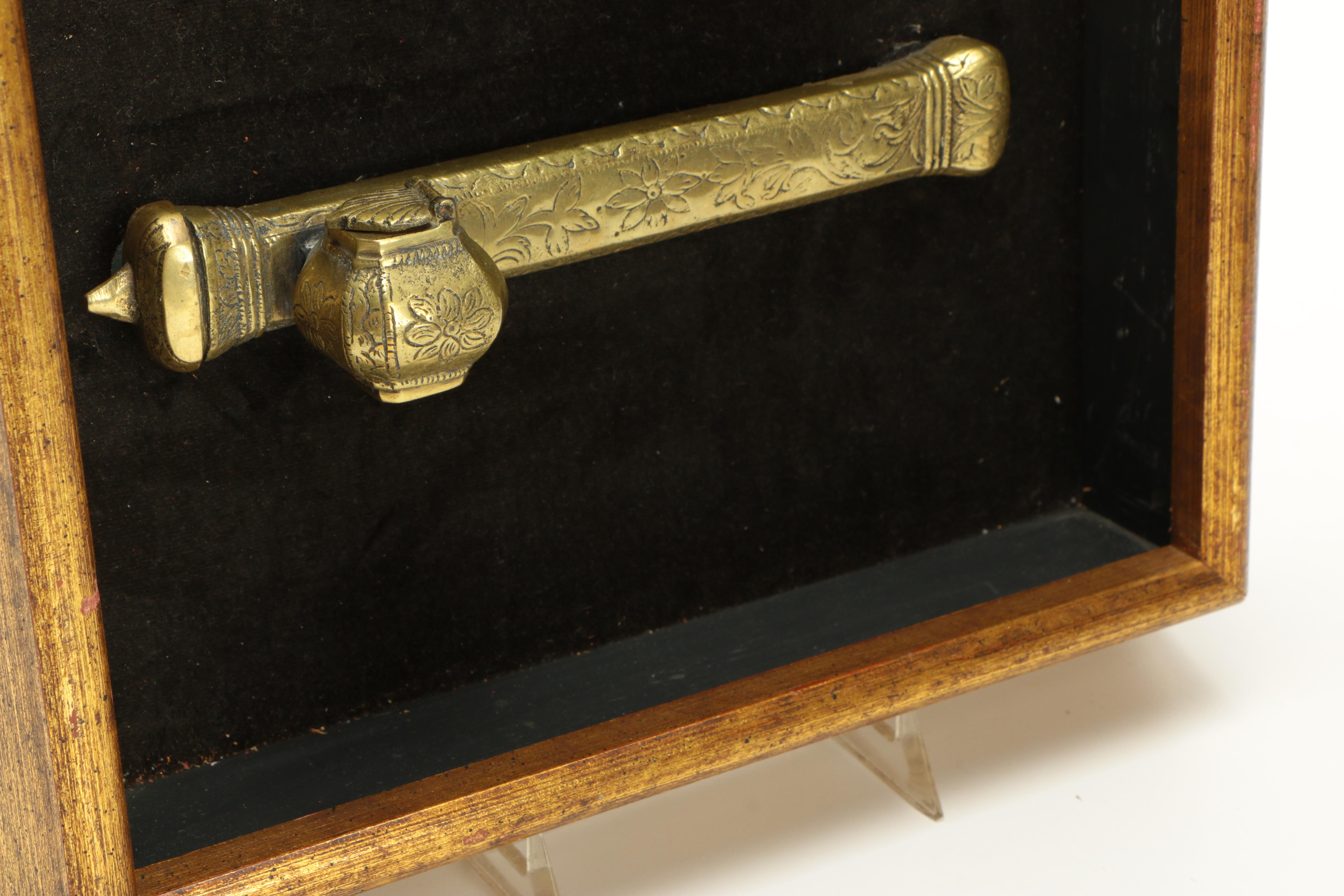 Framed Vintage Brass Hinged Containers Featuring Coat of Arms EBTH