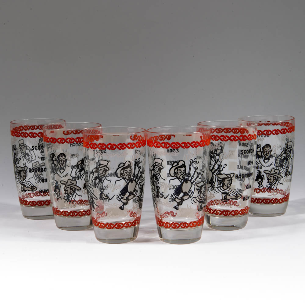 Set of Vintage Novelty Bar Glasses EBTH