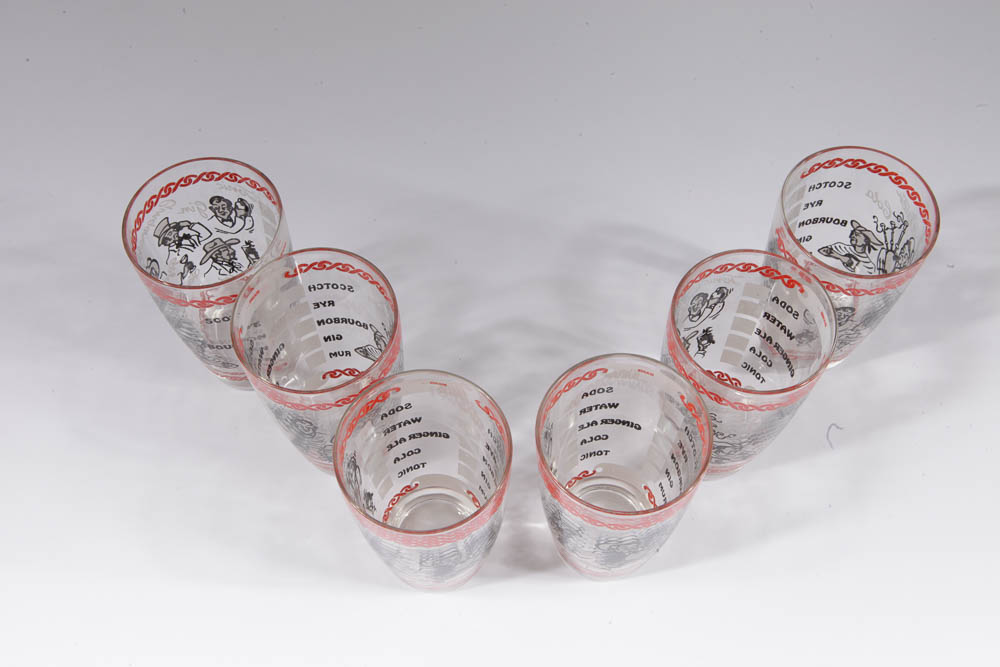 Set of Vintage Novelty Bar Glasses EBTH