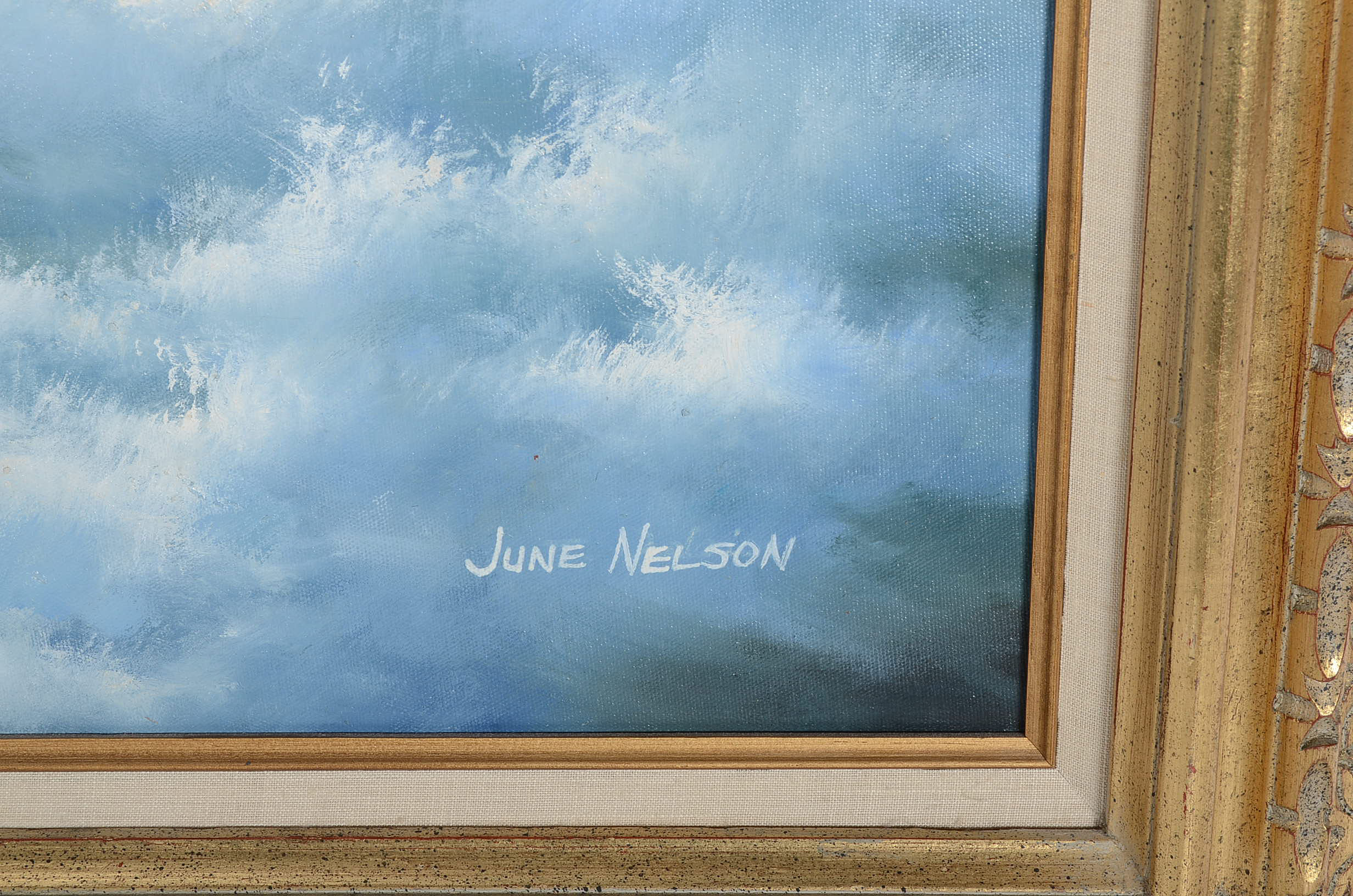 June Nelson Oil Painting on Canvas of a Seascape EBTH