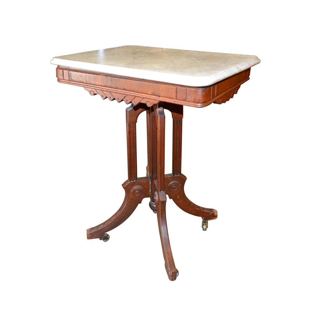 Eastlake Style Marble Top Parlor Table EBTH