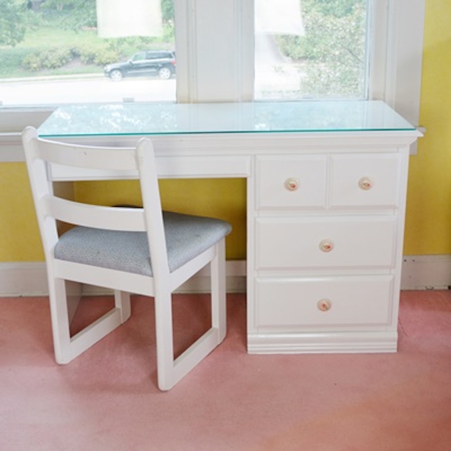 Bellini White Desk And Desk Chair Ebth