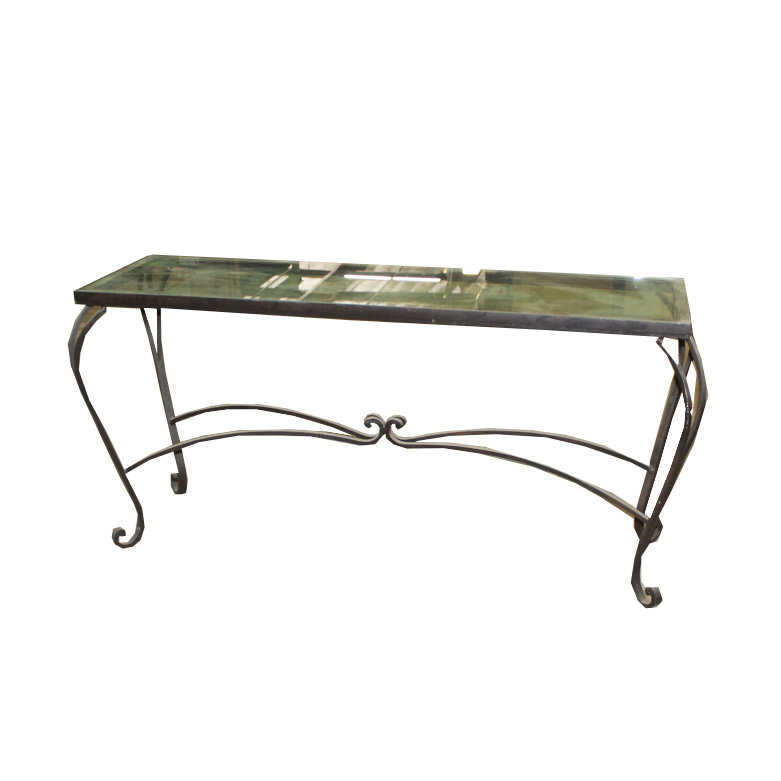 Black Metal Console Table With a Glass Top EBTH