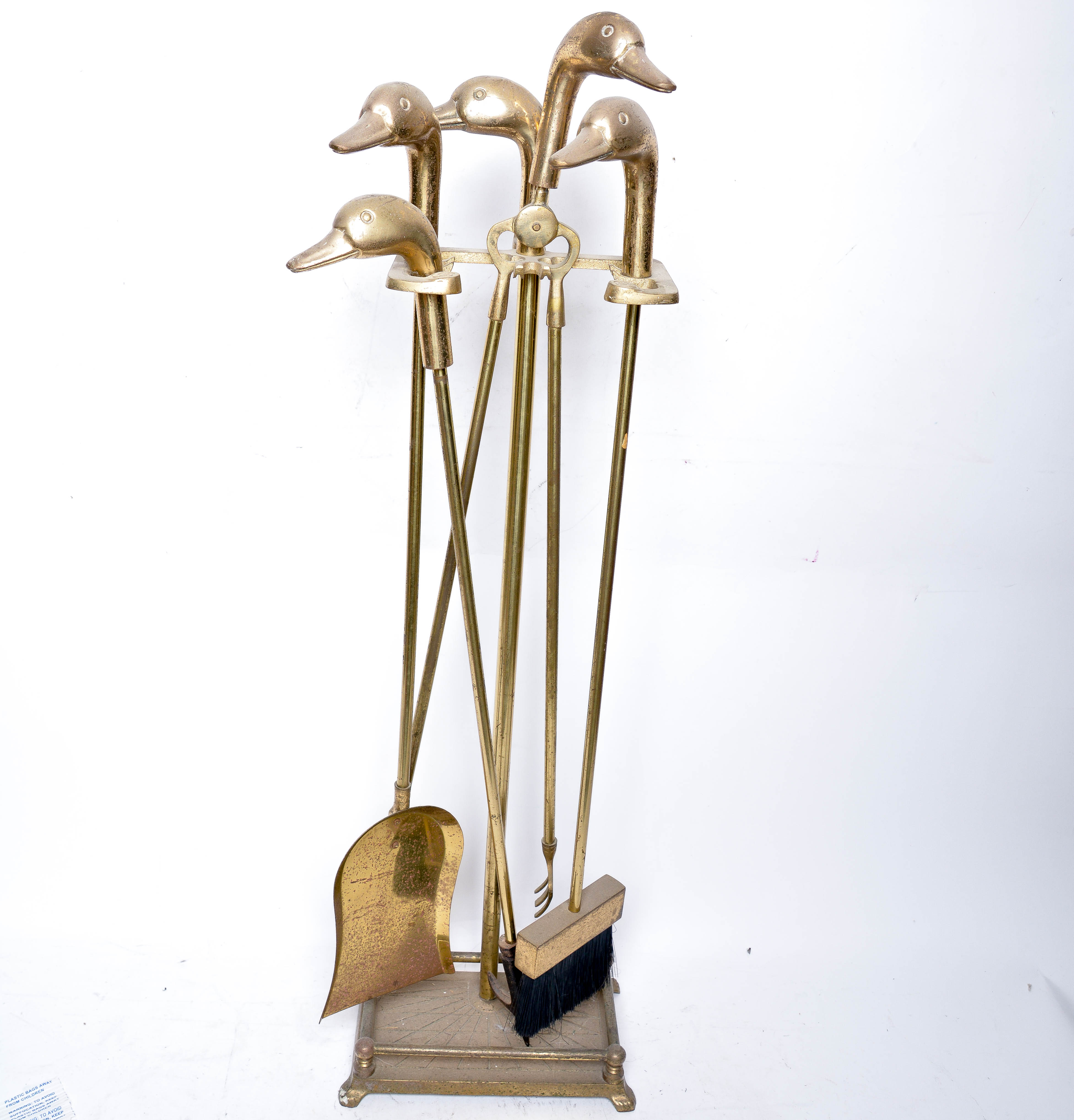 Vintage Brass Duck Head Fireplace Hearth Tools Ebth