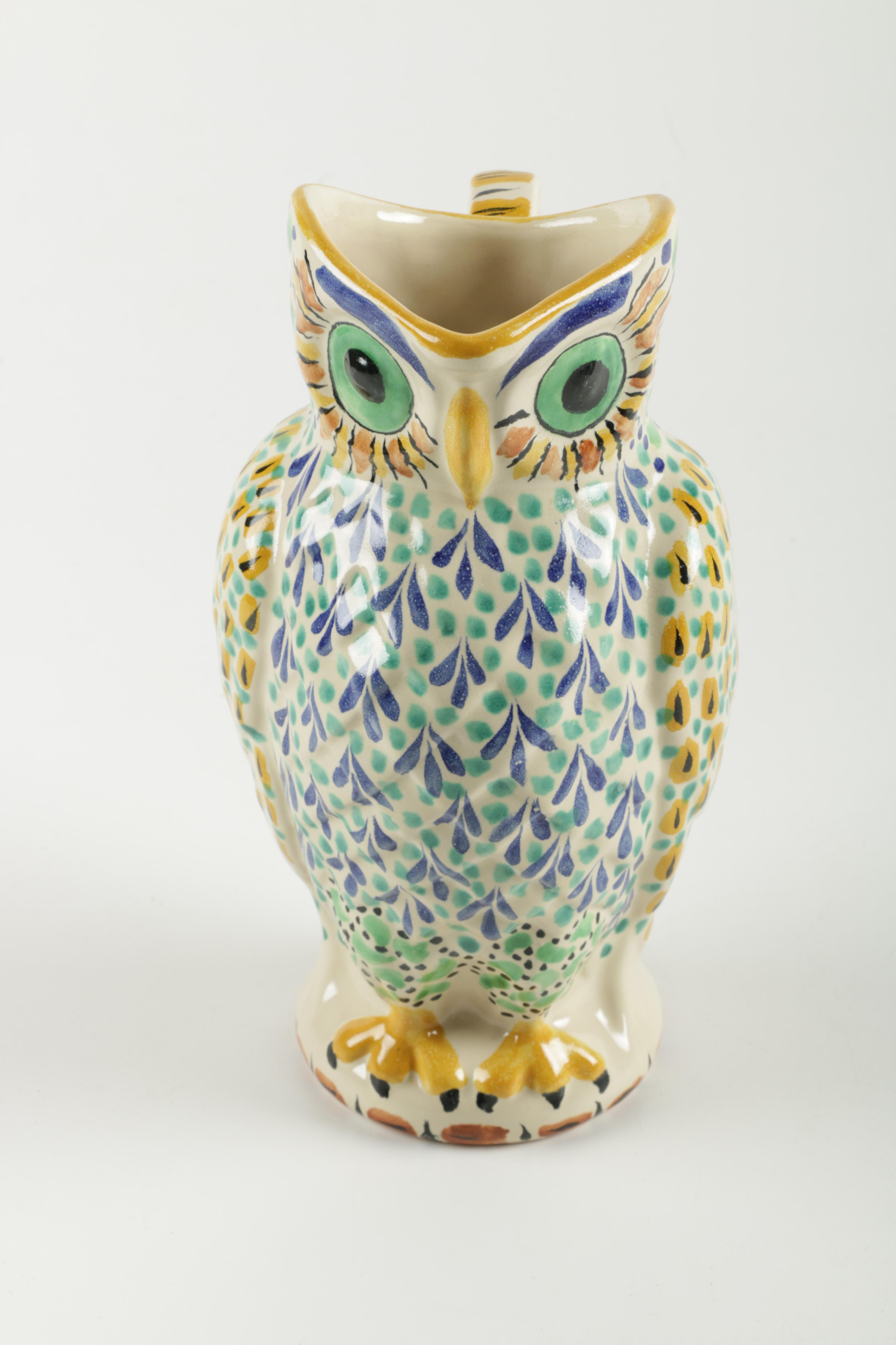 Talavera Mexican Pottery Owl Pitchers EBTH