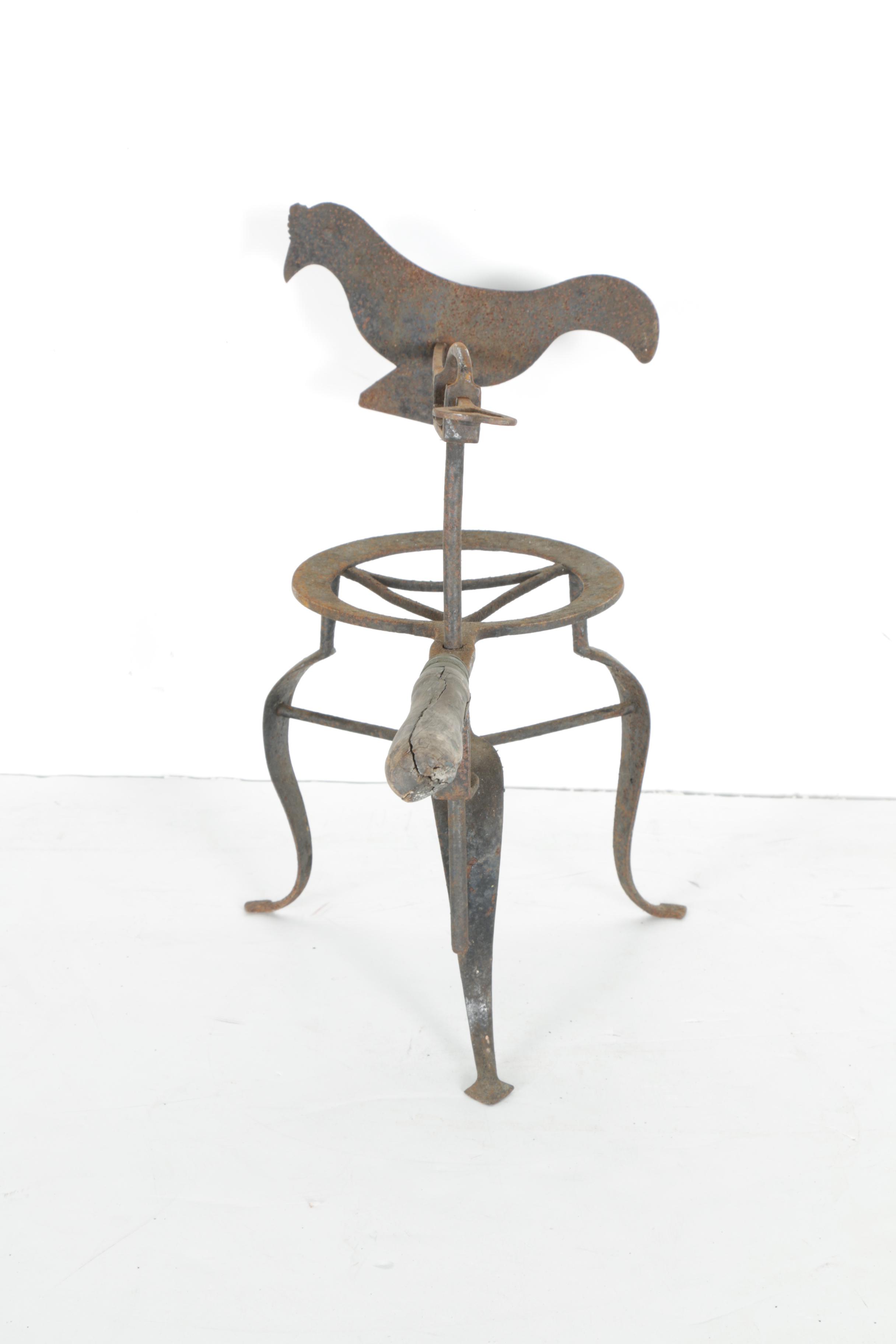 Vintage to Antique Wrought Iron Kettle Stand With Toasting Arm EBTH