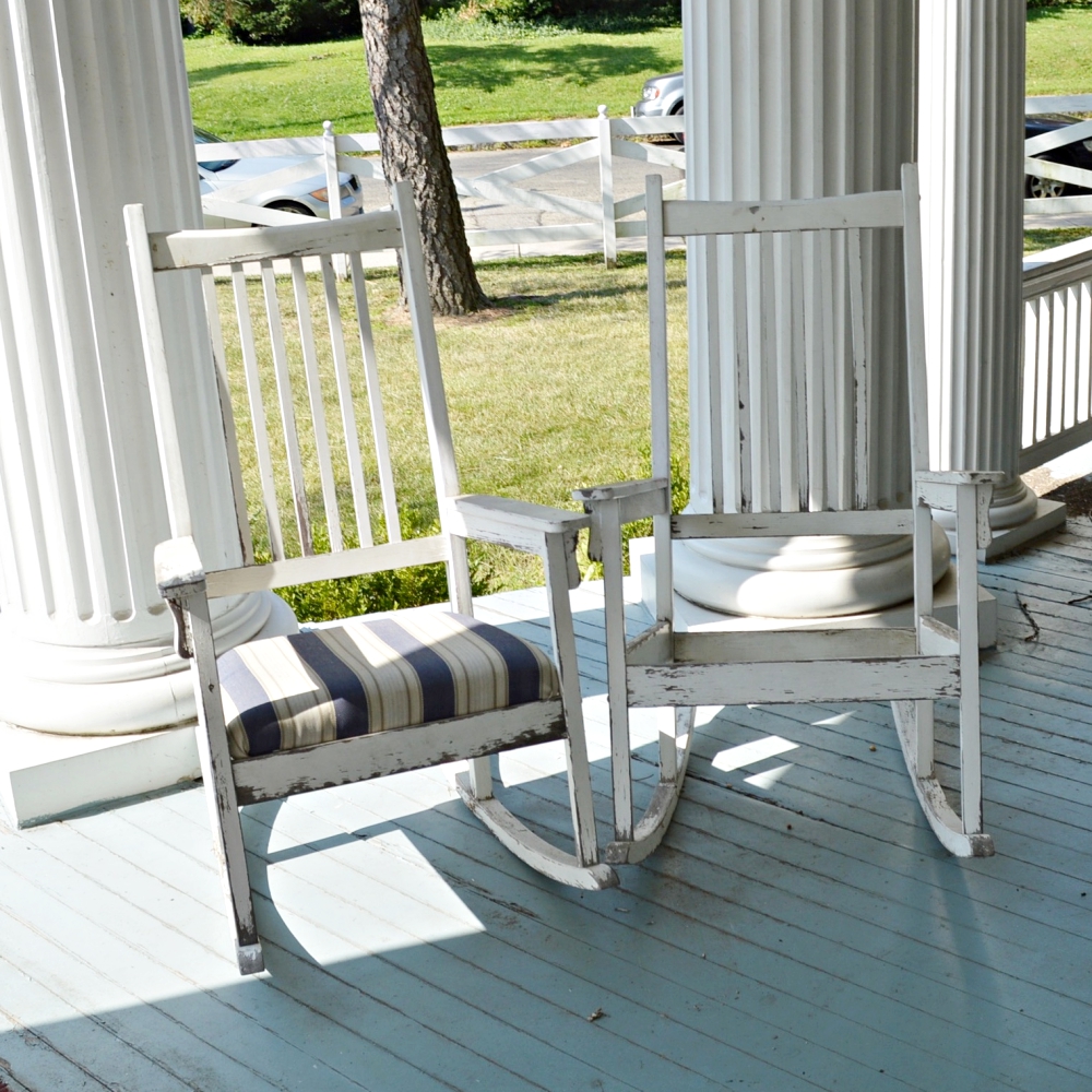 Vintage Outdoor Rocking Chairs in White Paint EBTH