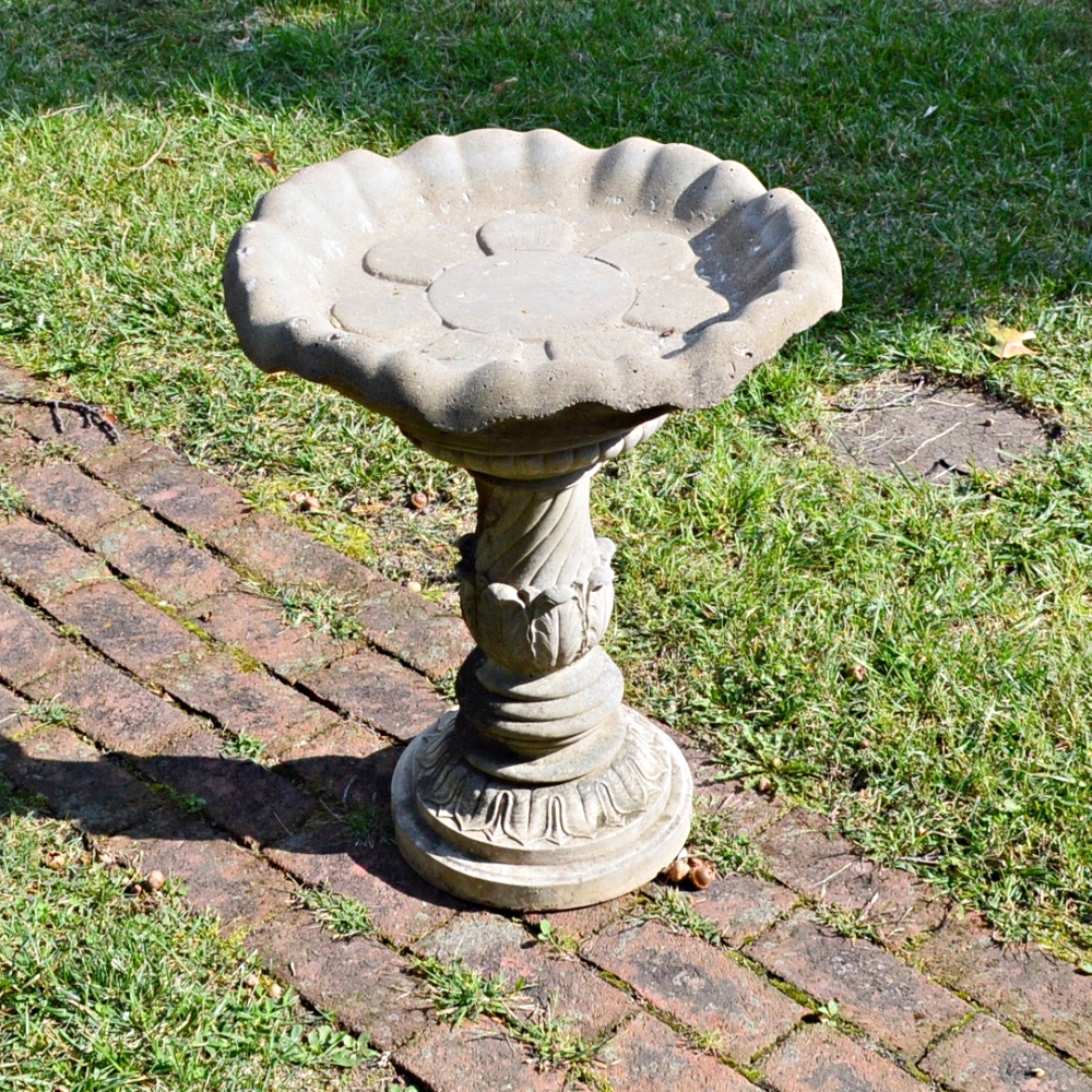Concrete Birdbath With Round Pedestal Base EBTH