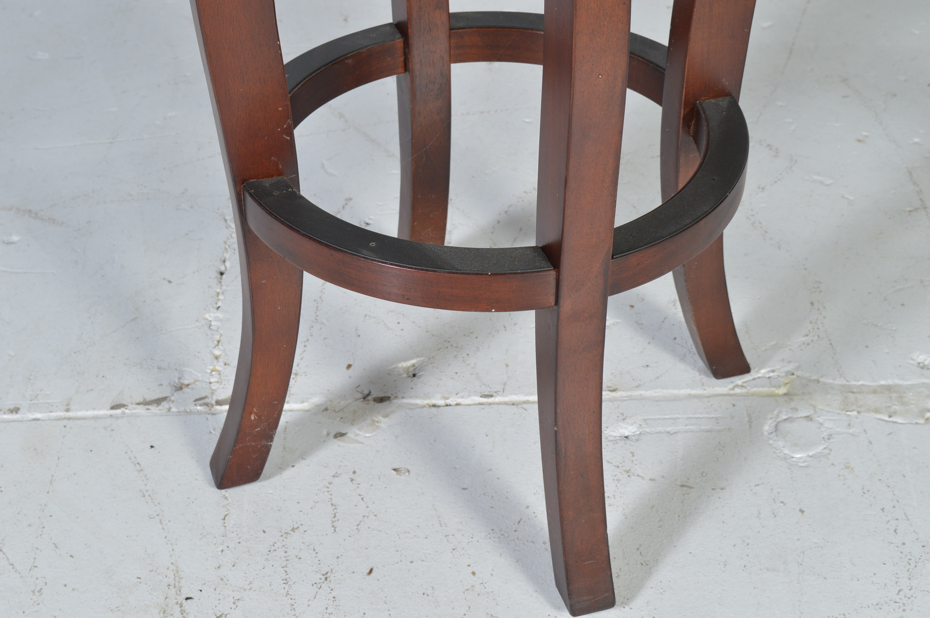 Upholstered Walnut Swiveling Bar Stool EBTH