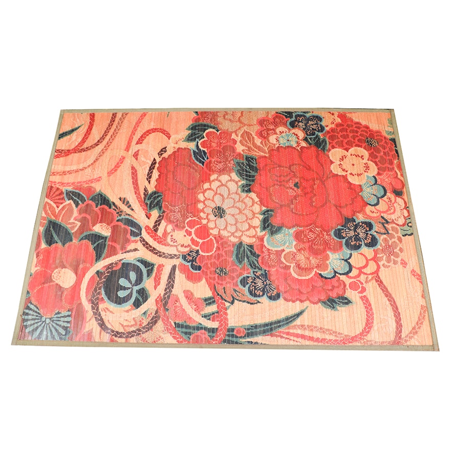 Fl Painted Bamboo Area Rug By Pier 1 Imports Ebth Fl Painted Bamboo Area Rug By Pier 1 Imports