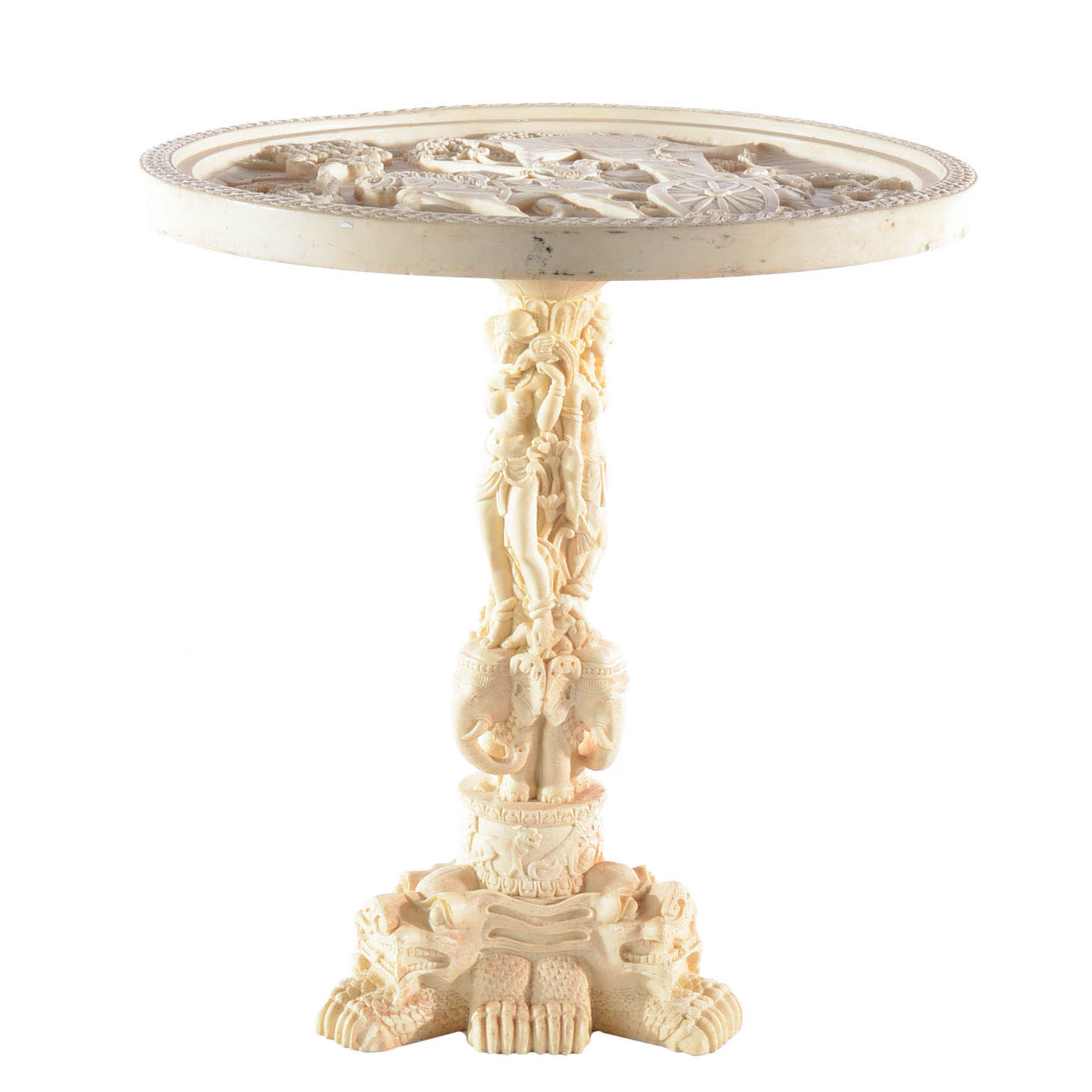 Asian Carved Resin Side Table EBTH