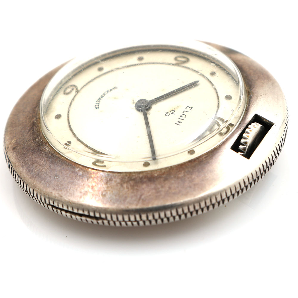 Elgin Shockmaster Sterling Silver "St. Christopher" Pocket Watch EBTH