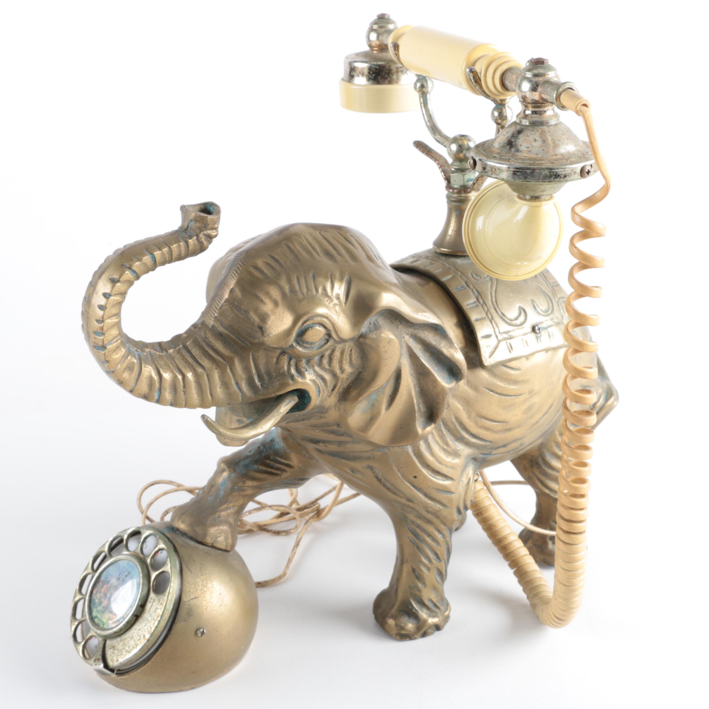 Vintage Brass Elephant Telephone EBTH