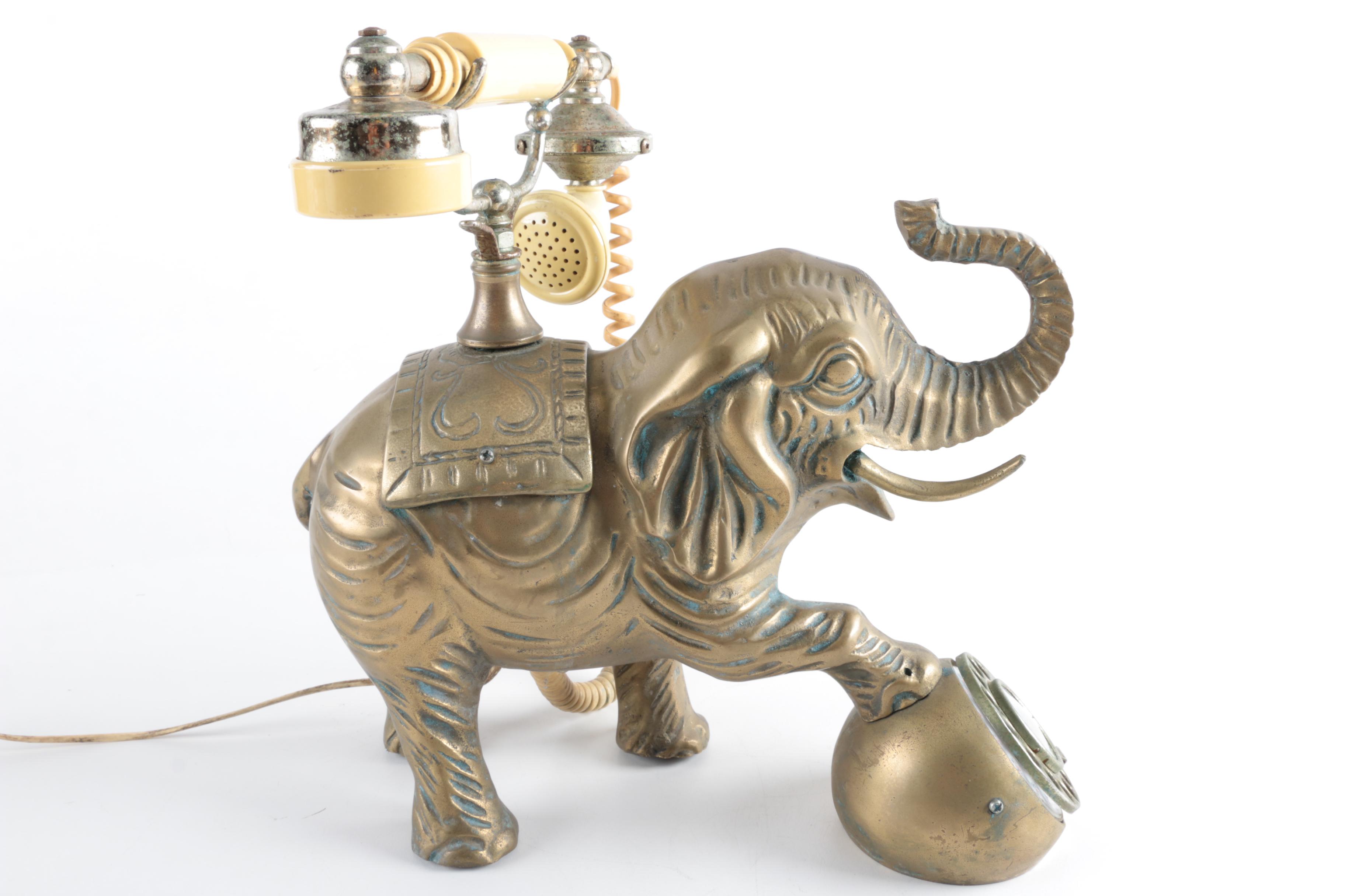 Vintage Brass Elephant Telephone EBTH