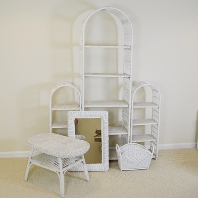 White Wicker Etagere/Shelves and Other Wicker Furniture EBTH