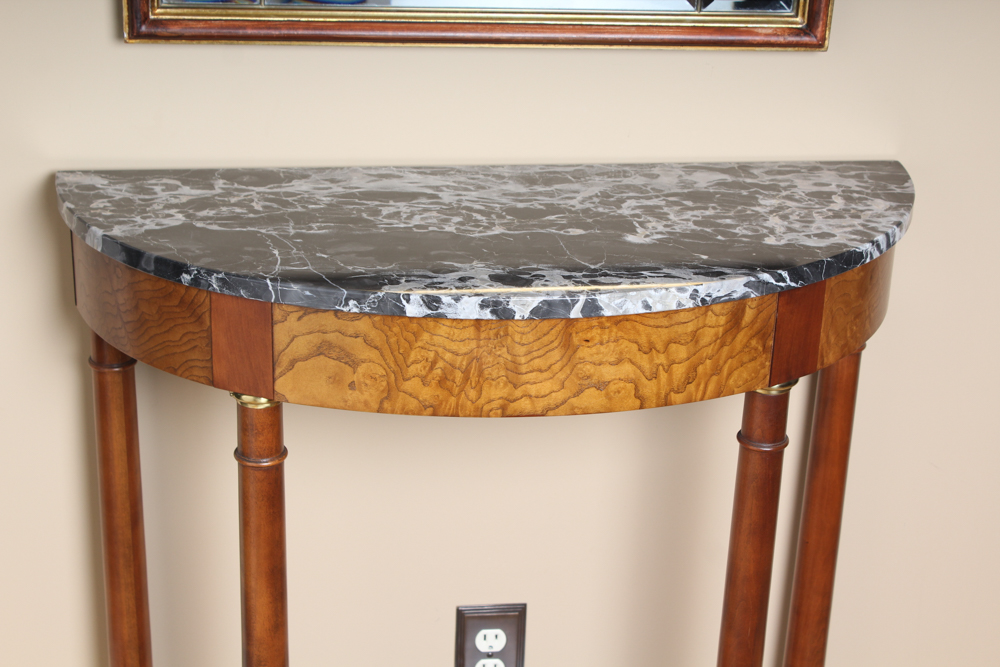 Italian Marble Top Demilune Table EBTH