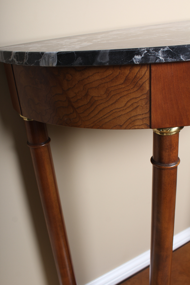 Italian Marble Top Demilune Table EBTH