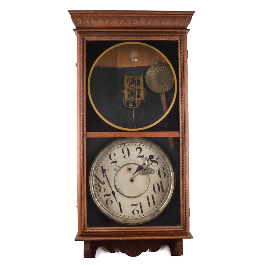Antique Regulator Clock By The Sessions Clock Company Ebth